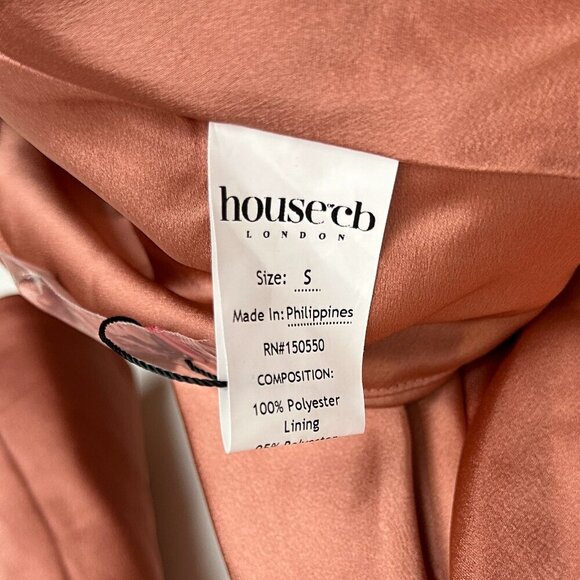 House of CB Satin Long Sleeve Dress in Blush - Picture 7 of 15